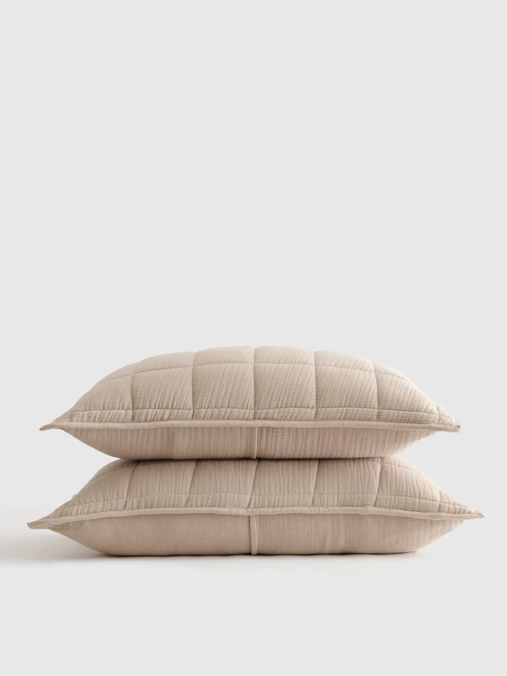 Quince Organic Cotton Gauze Box Quilt King Sham Set Of 2 Color Dune Like New
